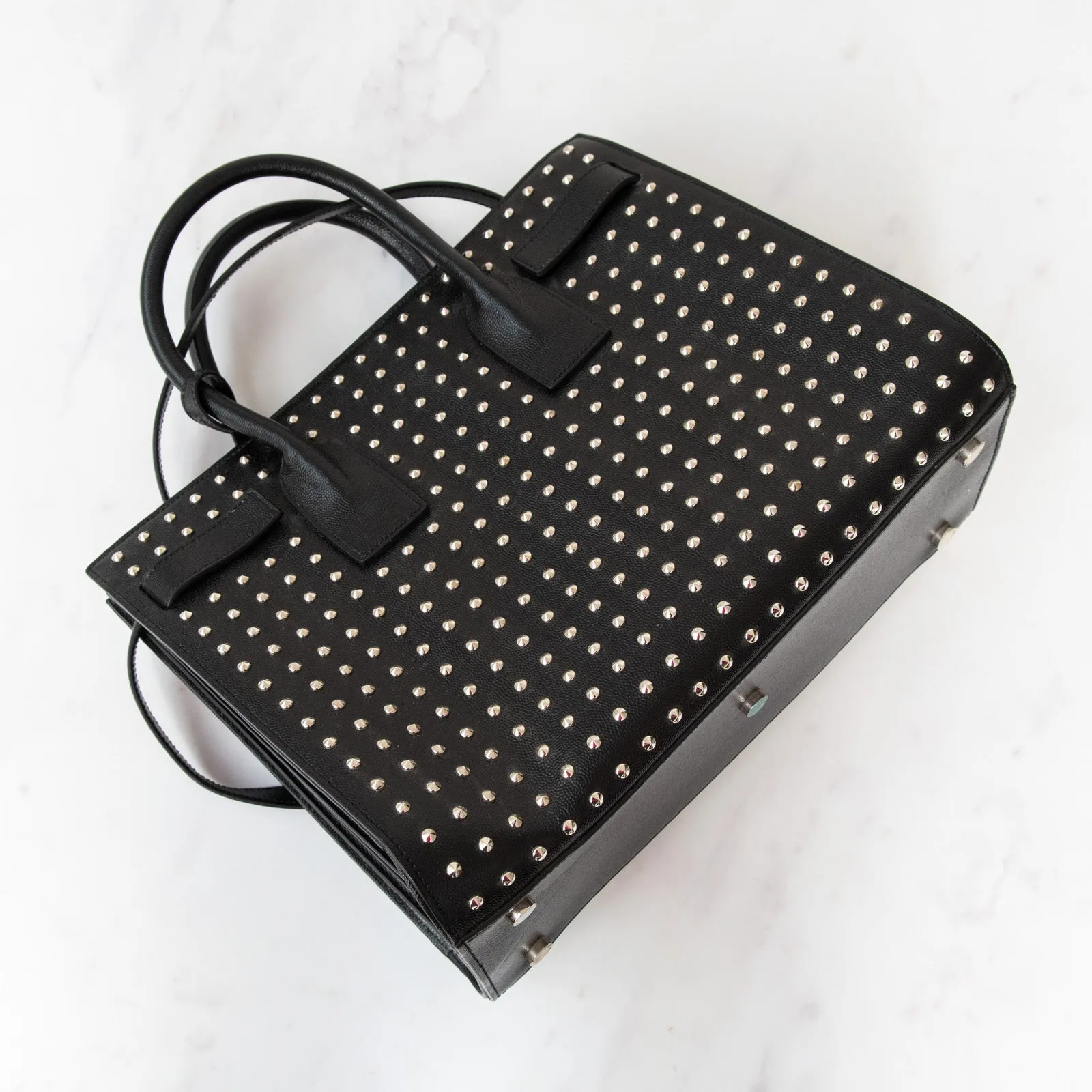 Saint Laurent Black Studded  Sac Du Jour Bag