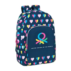 School Bag Benetton Corazones Navy Blue 30 x 46 x 14 cm