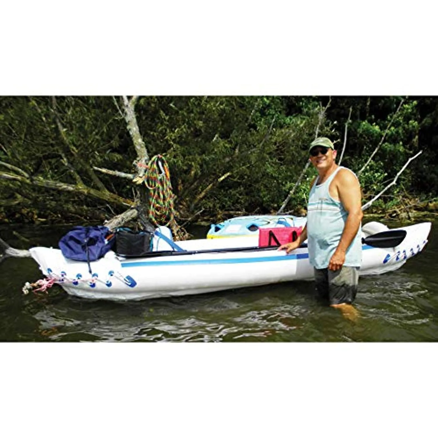 Sea Eagle 370 Pro 3 Person Inflatable Portable Sport Kayak Canoe Boat w/ Paddles