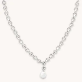 Serenity Pearl Link Chain Necklace in Silver