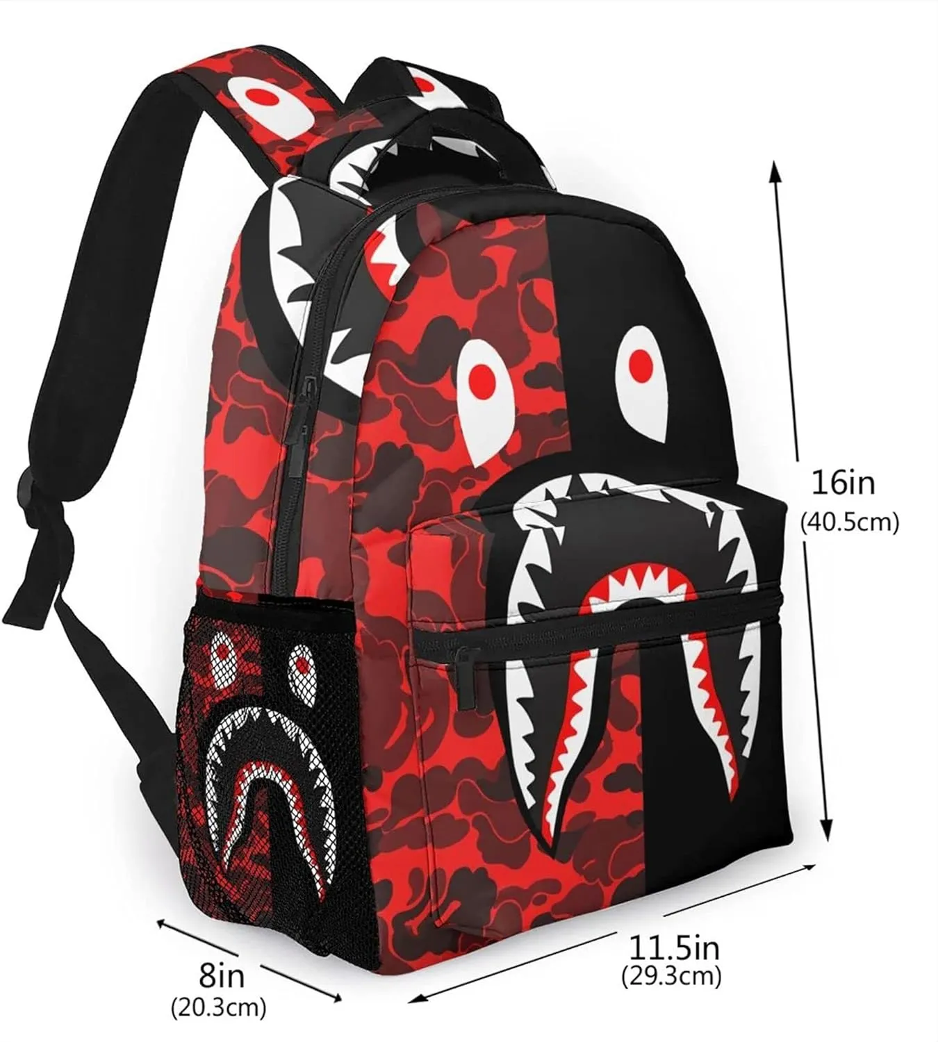 Shark Print Blue & White Camo Travel Laptop Backpack