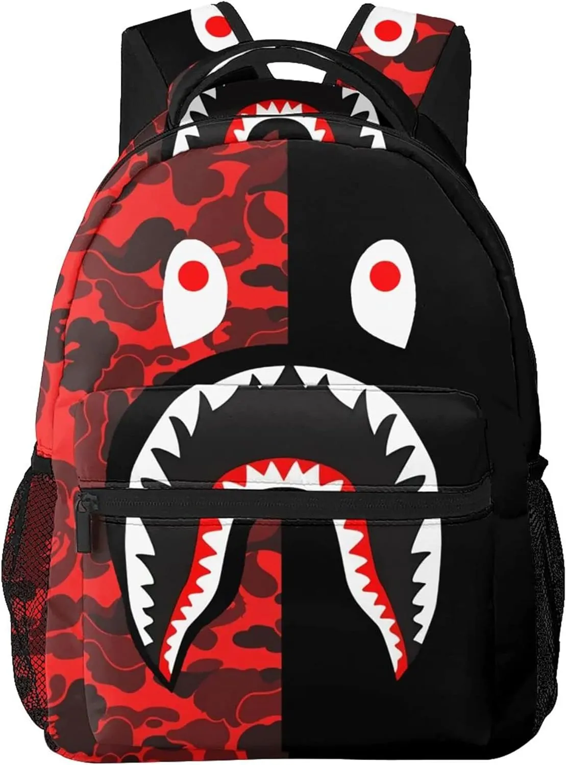 Shark Print Blue & White Camo Travel Laptop Backpack