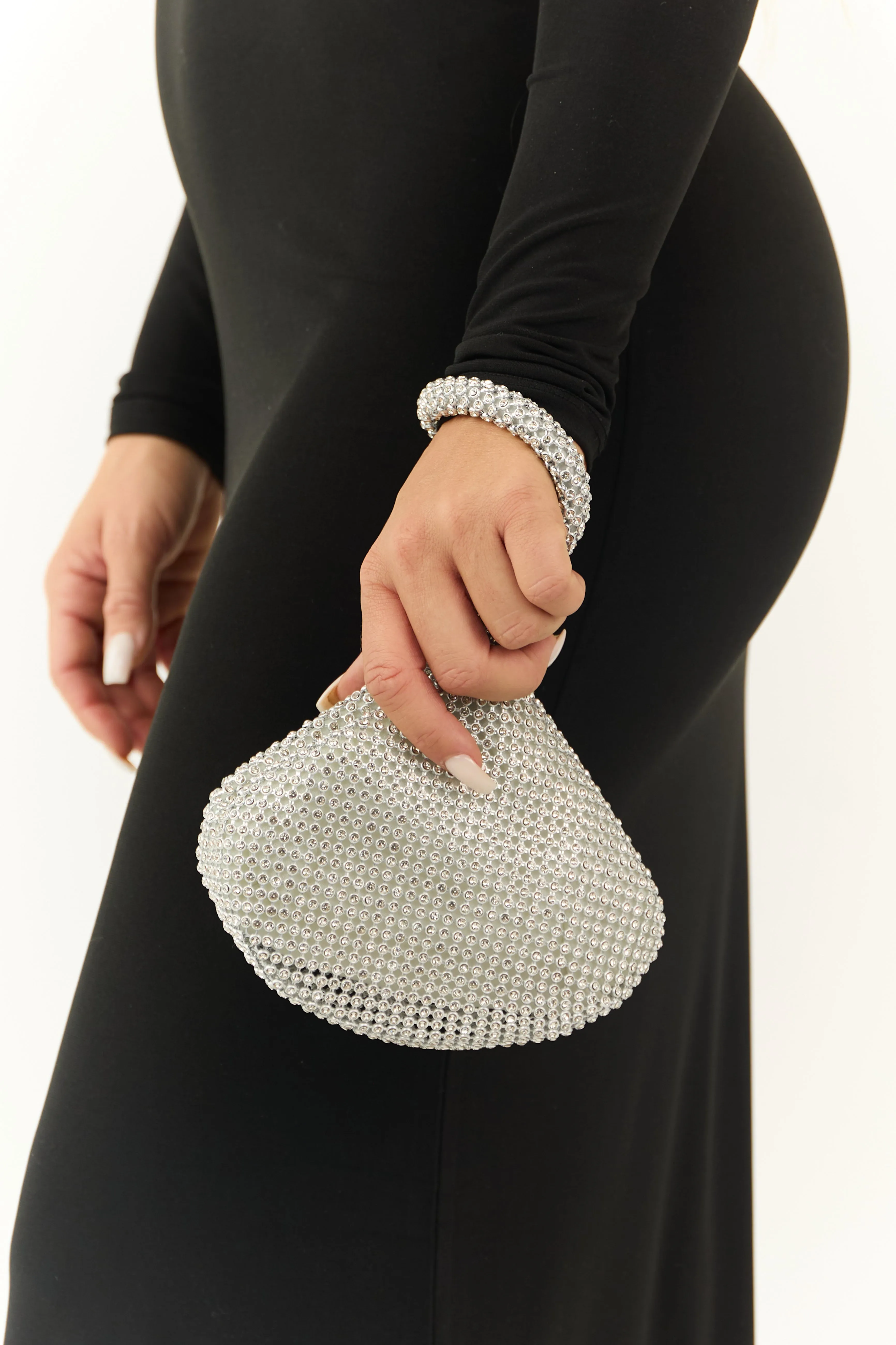 Silver Chainmail Rhinestone Evening Purse