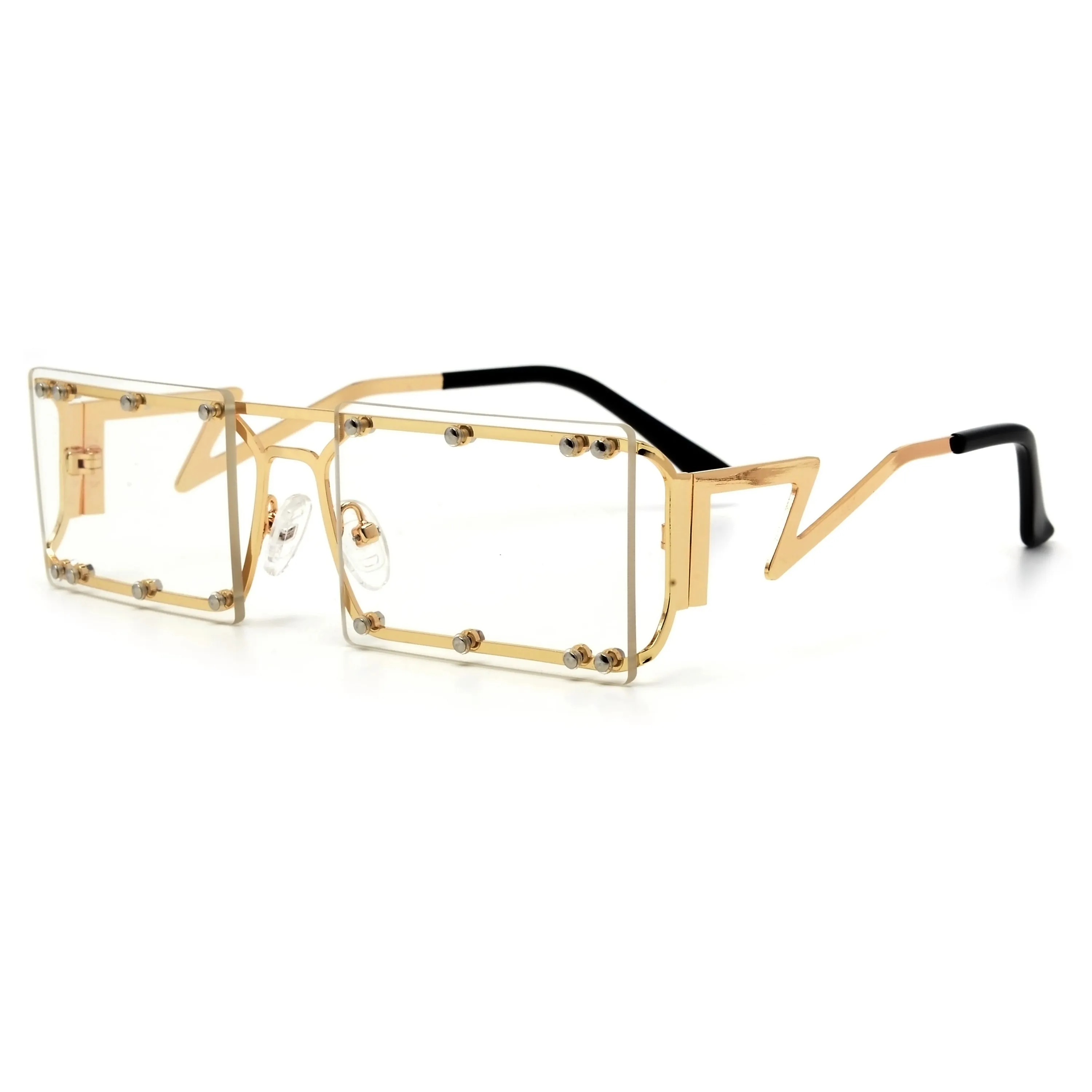 SLEEK STUDDED RIMLESS SQUARED OUT ULTRA LIGHTWEIGHT STREET STYLE EYEWEAR