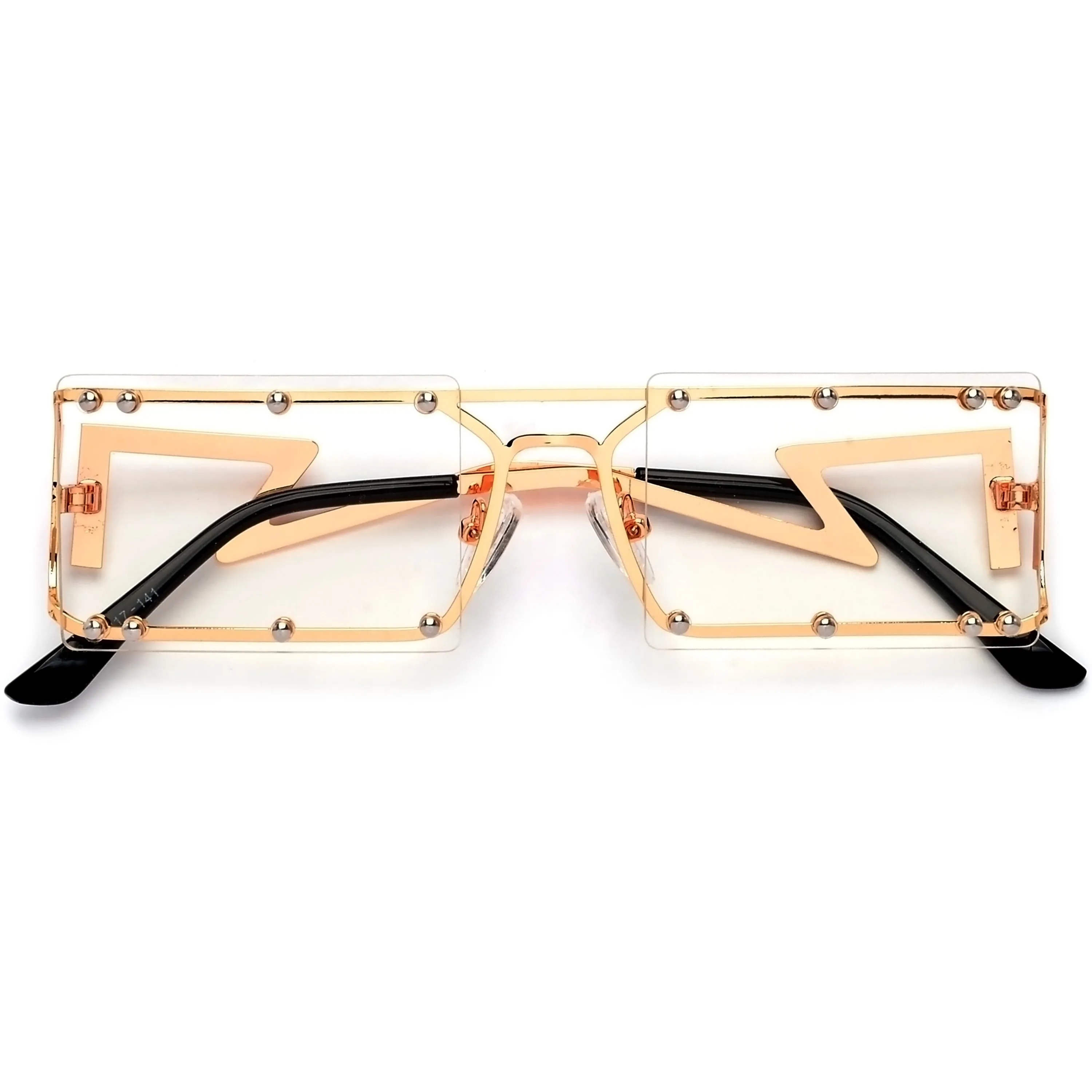 SLEEK STUDDED RIMLESS SQUARED OUT ULTRA LIGHTWEIGHT STREET STYLE EYEWEAR