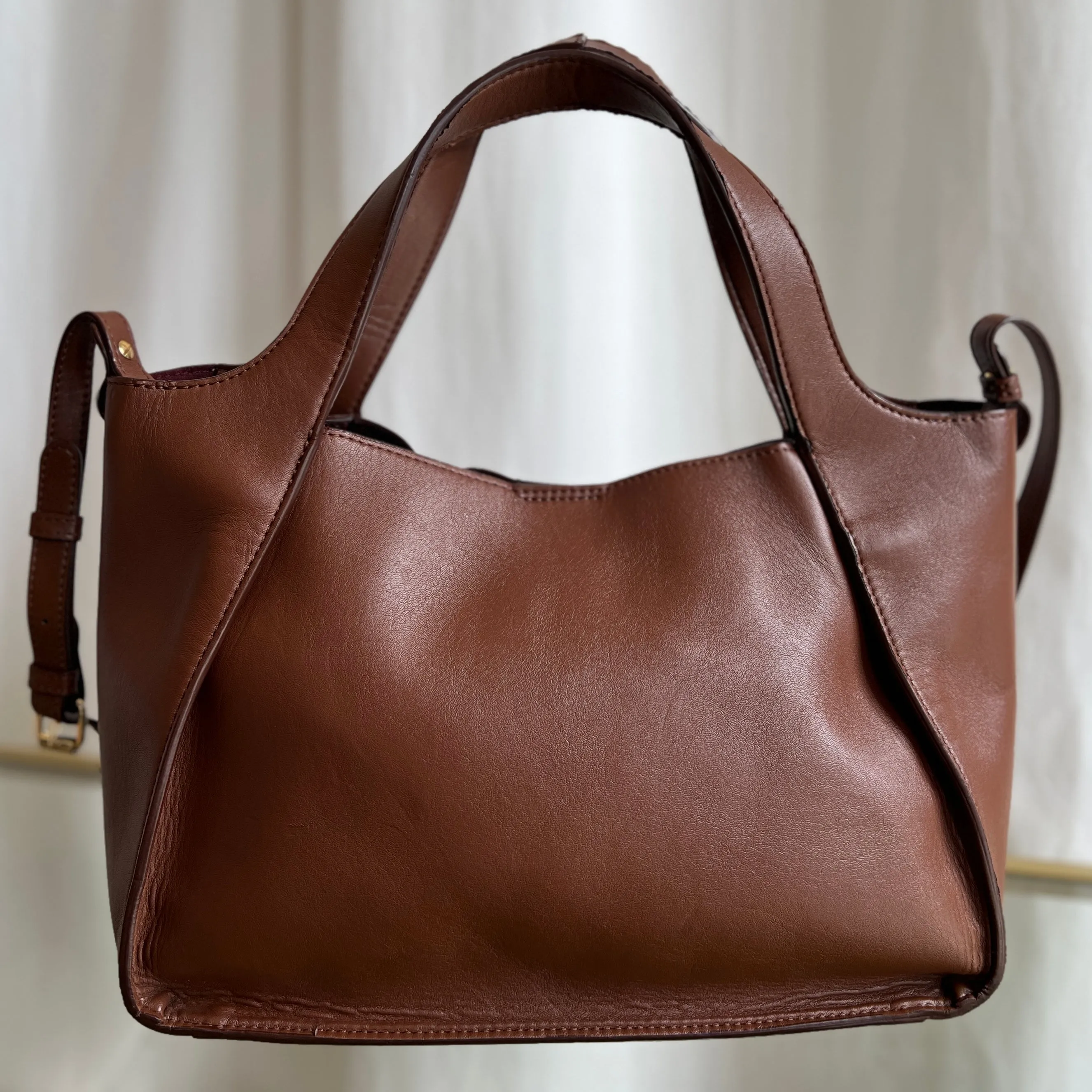 STELLA MCCARTNEY Brown Leather Perforated Two Way Hand Bag