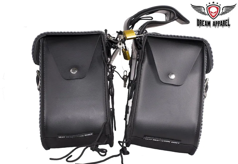 Studded PVC Motorcycle Saddlebag With Gun Holsters