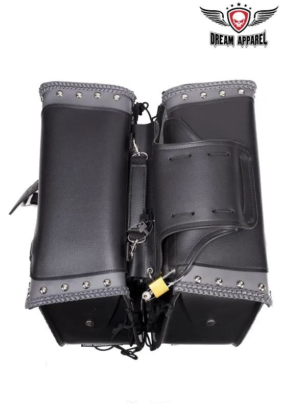 Studded PVC Motorcycle Saddlebag With Gun Holsters