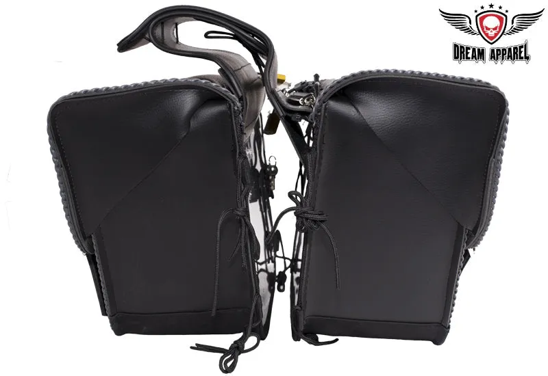 Studded PVC Motorcycle Saddlebag With Gun Holsters