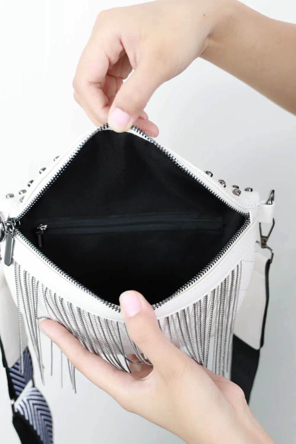 Studded Sling Bag with Fringes