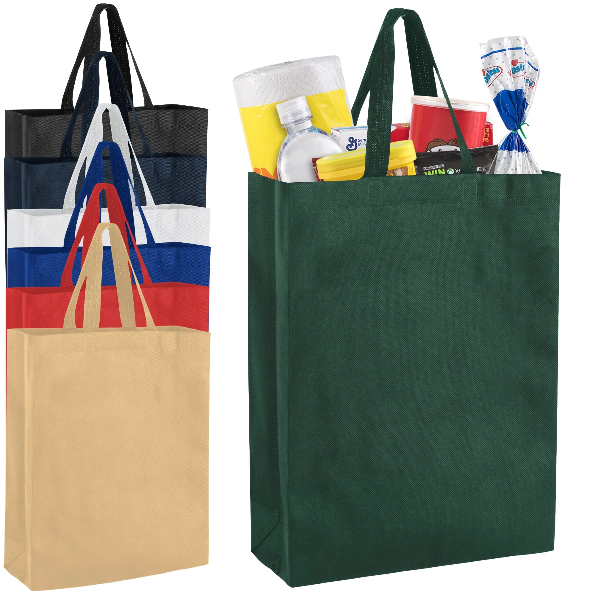 Tall Reusable Shopper Non-Woven Tote Bag 15 x 12 inch