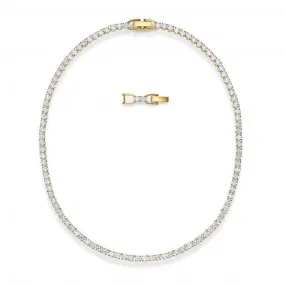 Tennis Deluxe Necklace, White, Gold-tone plated 5511545