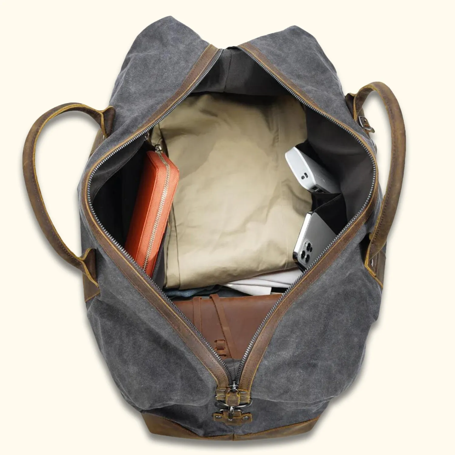 The Explorer - Leather and Waxed Canvas Duffel Bag