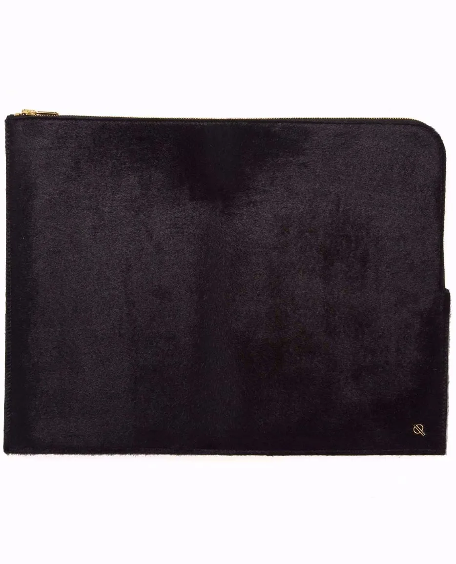 The Large Signature Pouch in Black with Silver