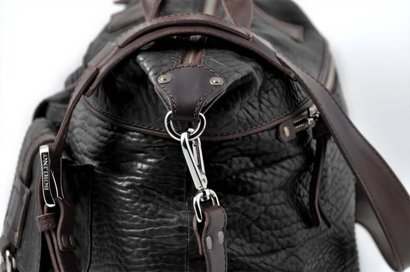 The Milano Buffalo Leather Duffle Bag - Onyx/Walnut