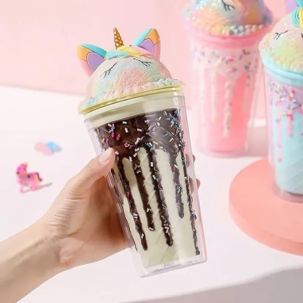 UNICORN AND ICE CREAM SHAPED WATER BOTTLE 450ML