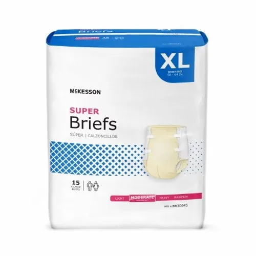 Unisex Adult Incontinence Brief McKesson X-Large Disposable Moderate Absorbency Count of 60 By McKesson