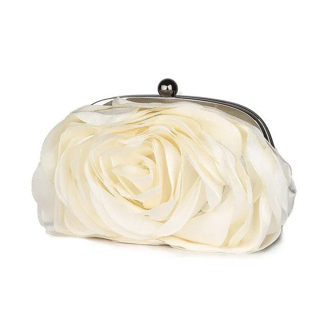 Vintage Ladies Floral Evening Bag Woman Fashion Rose Flower Chain Hand Bag Wedding Party Clutch Dinner Small Purse bolso XA140H