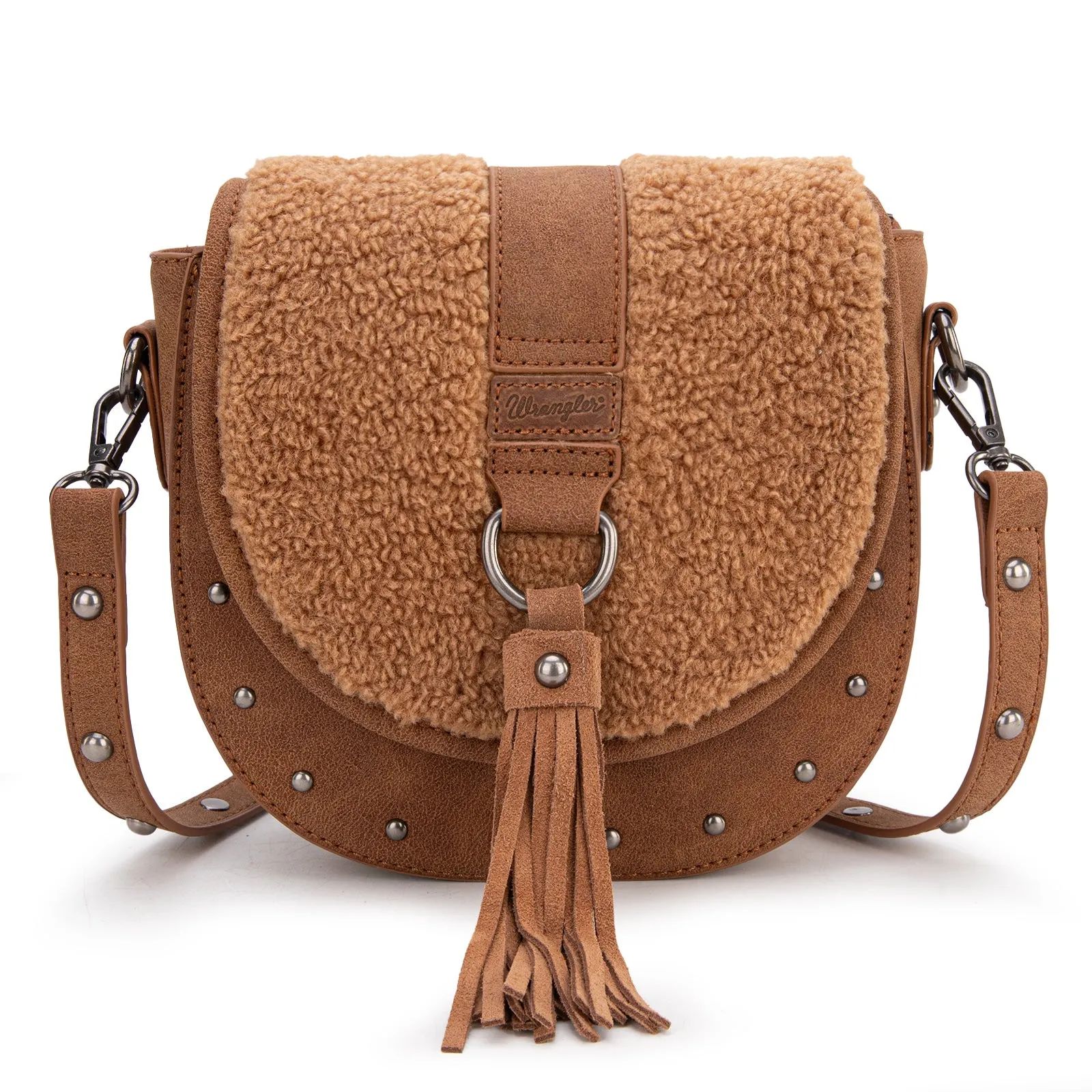 WG160-6010  Wrangler Sherpa Saddle Bag Crossbody - Brown