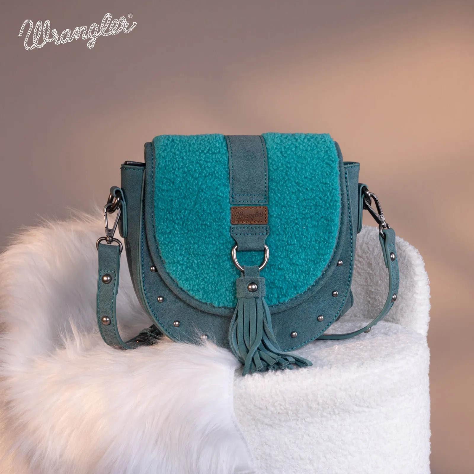 WG160-6010  Wrangler Sherpa Saddle Bag Crossbody - Turquoise