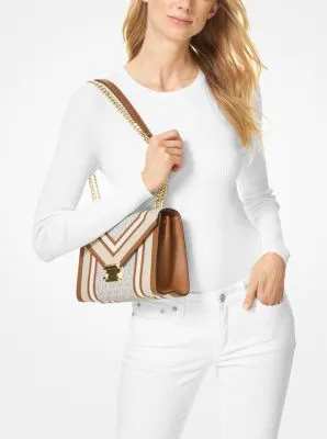 Whitney Large Logo and Leather Convertible Shoulder Bag