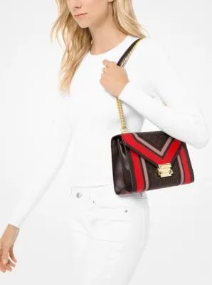 Whitney Large Logo and Leather Convertible Shoulder Bag