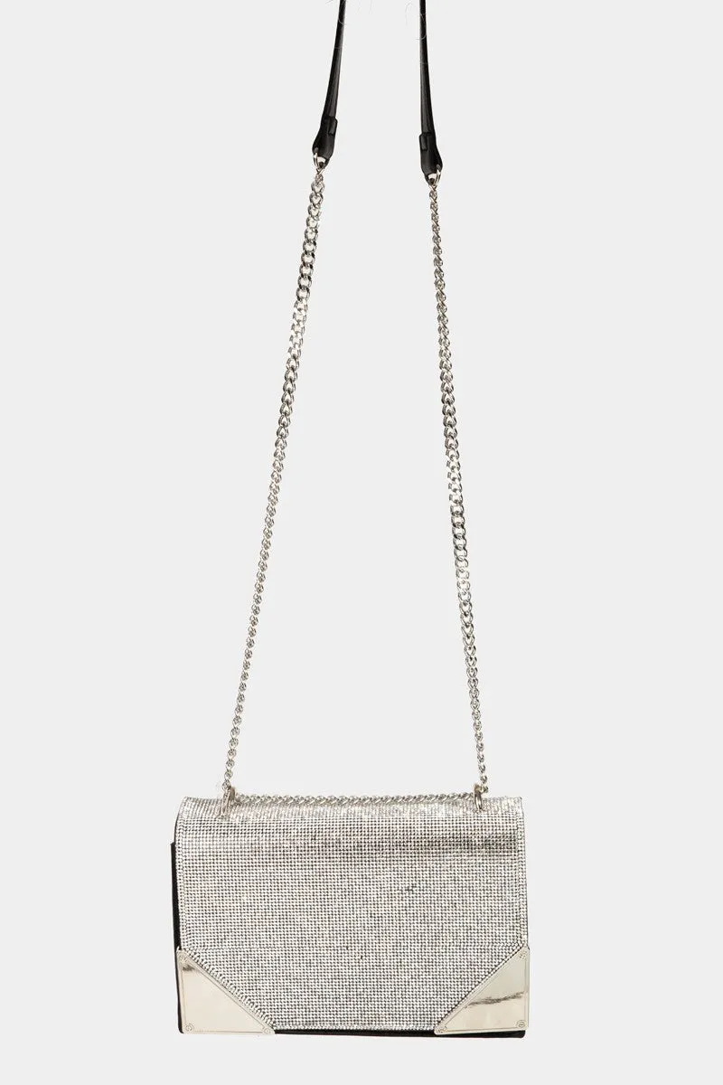 Women's Fame Rhinestone Studded Rectangle Crossbody Bag