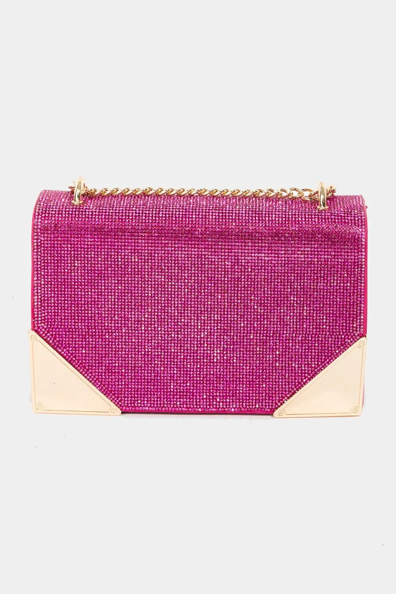 Women's Fame Rhinestone Studded Rectangle Crossbody Bag