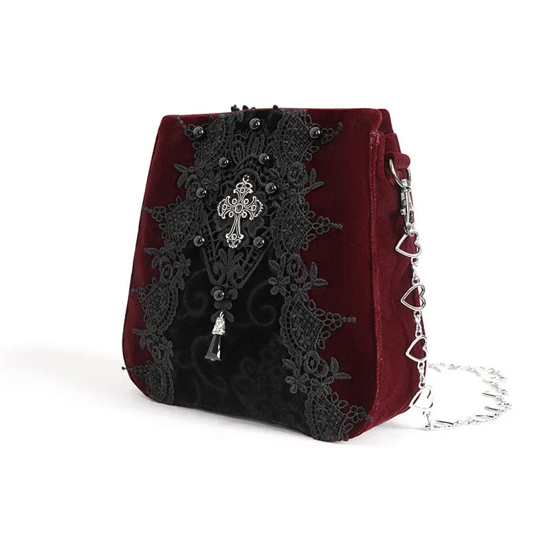 Women's Gothic Floral Embroidered Beaded Red Bag