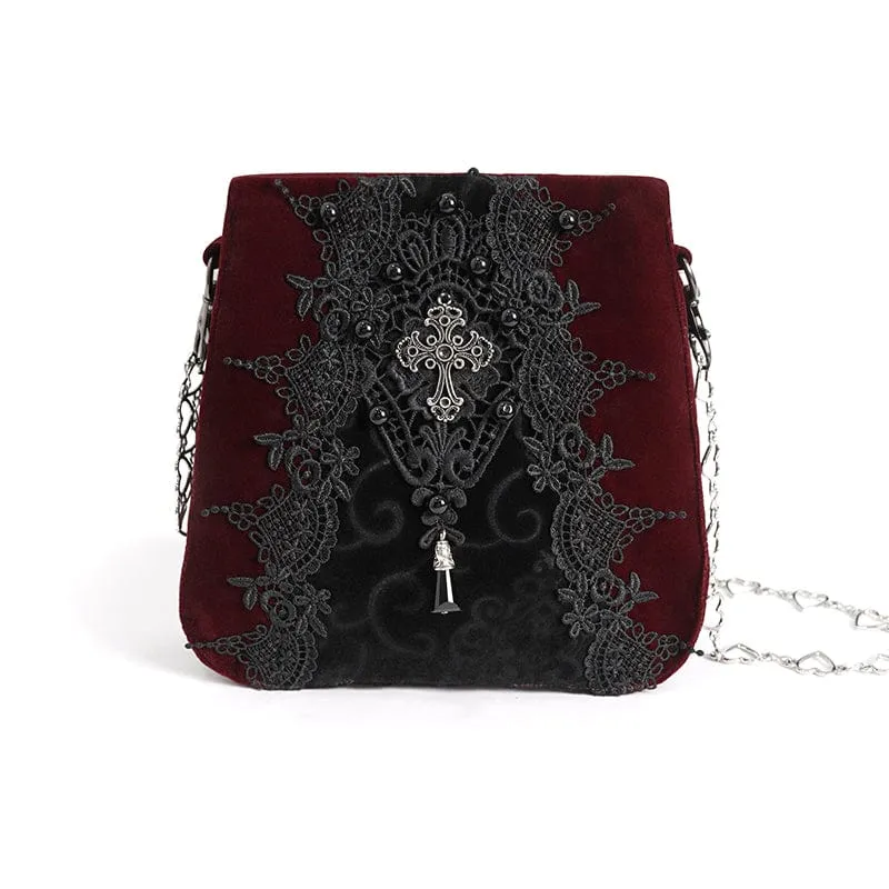 Women's Gothic Floral Embroidered Beaded Red Bag