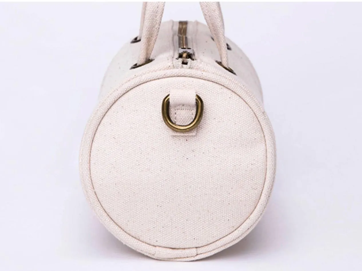 Women's Small Canvas Crossobdy Bag Round Canvas Duffle Bag