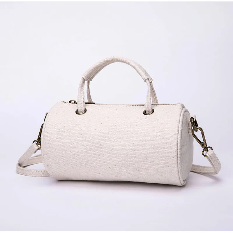 Women's Small Canvas Crossobdy Bag Round Canvas Duffle Bag