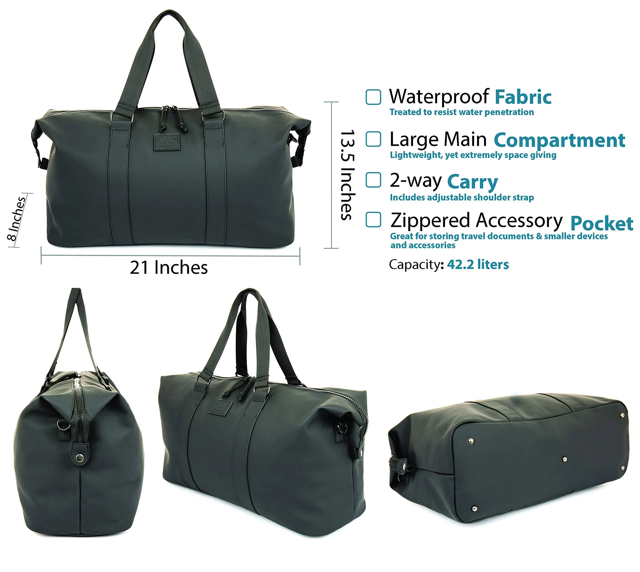 X RAY Men's Women's Carry-All Weekend Waterproof Travel Duffle Bag