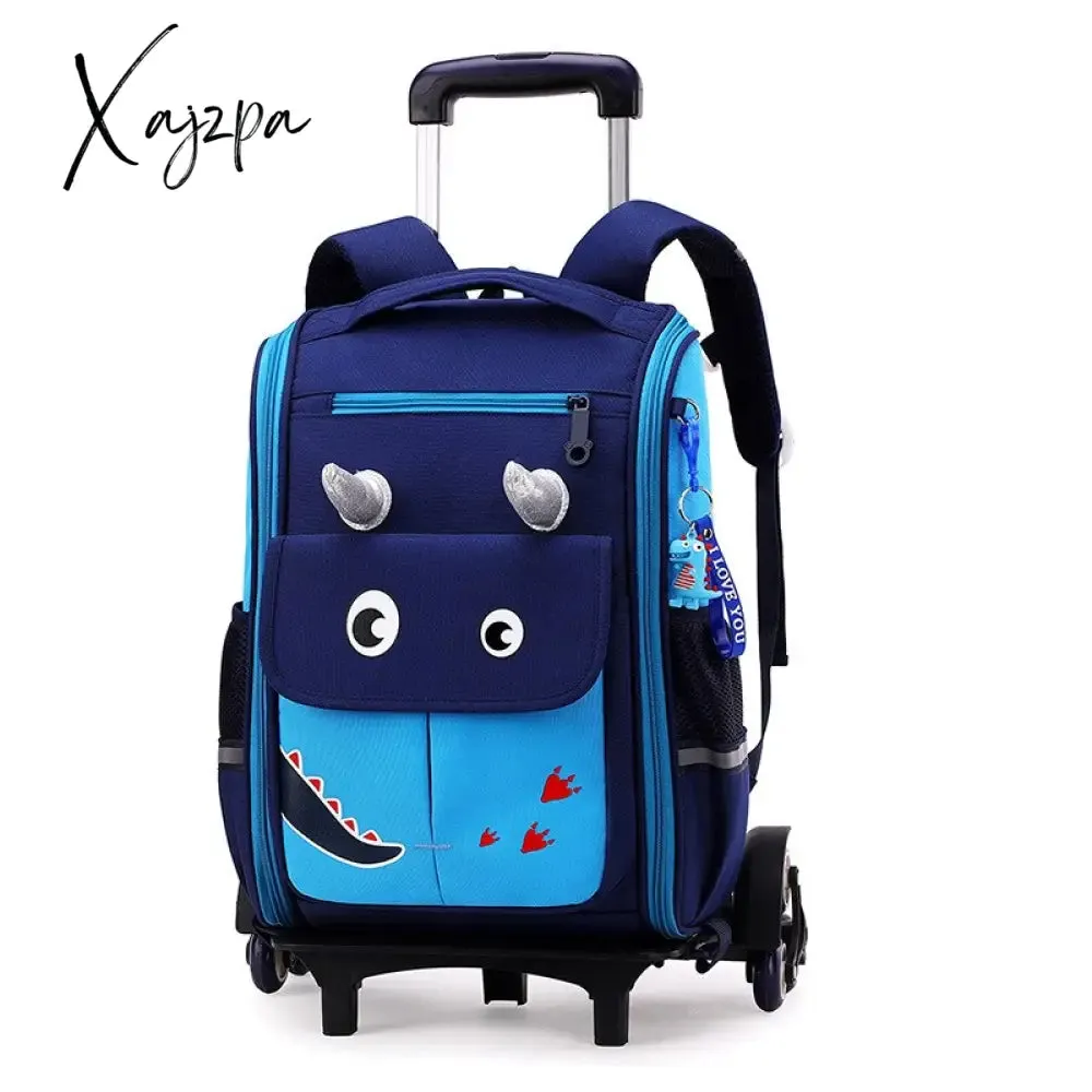 Xajzpa - School Bag Student High Capacity Rolling Backpacks Kids Trolley Wheeled Bag Children Backpack Wheels