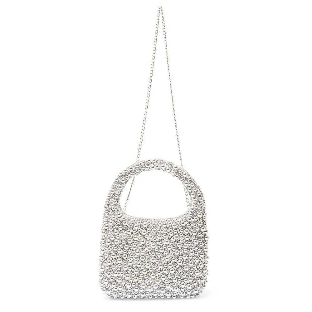 Zariah Evening Bag in Silver Pearl